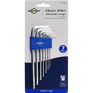 Kit de Chaves Hexagonais Abaula Longa Com 7 Peças de 1.5 a 6mm Brasfort