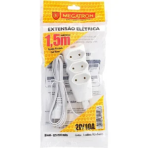 Extensão Tripla 2 X 0,75 X 1,5M Branca Megatron
