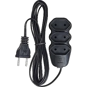 Extensão Tripla 2 X 0,75 x 5,0M Preta Megatron