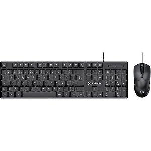 Kit Mouse e Teclado Fortrek C13 Office USB ABNT2 Preto