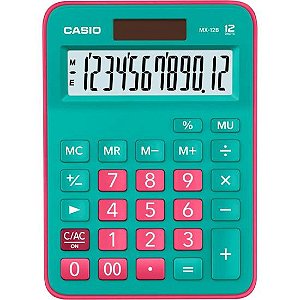 Calculadora de Mesa Casio MX-12B-GNRD 12 Dígitos Rosa/Verde Claro