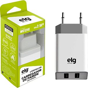 Carregador de Parede Universal WC124E Branco 2P USB ELG