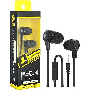 Fone de Ouvido 5+ Easy Flat Com Microfone Preto