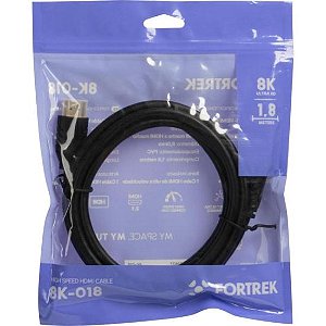 Cabo HDMI 2.1 8K 1,8m Preto 8K-018 Fortrek
