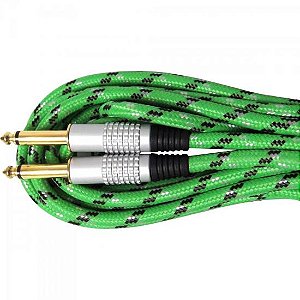 Cabo Guitarra P10 x P10 5m CBGU0004 Verde Têxtil Storm