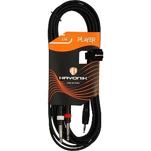 Cabo de Áudio Hayonik Player P2 x 2 P10 5m Preto