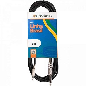 Cabo de Áudio Hayonik Linha Brasil P2 Estéreo x P10 Mono 5m Preto