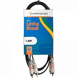 Cabo de Áudio Hayonik Linha Brasil 2 RCA x 2 RCA 1,8m Preto