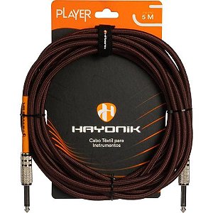 Cabo Para Instrumento Têxtil Hayonik Player P10 5m Marrom