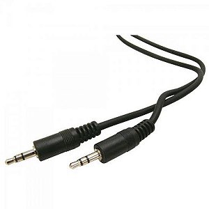Cabo P2 estéreo + P2 estéreo Niquelado 1,8MT Preto Genérico - PCT / 10