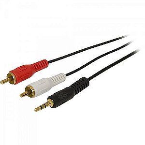 Cabo P2 Estéreo x 2 RCA Macho 1,8m Preto Storm - PCT / 10