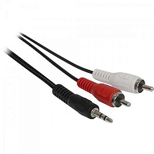 Cabo P2 Estéreo x 2 RCA Macho 1,8m CBRC0010 Preto Storm - PCT / 10