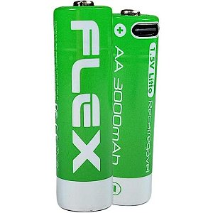 Pilha Recarregável AA 1.5V 3000mAh (C/2 Pilhas) Flex