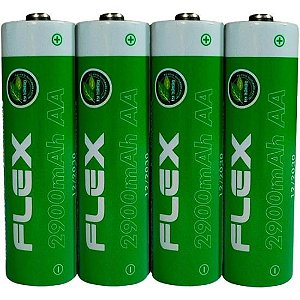 Pilha Recarregável AA 1.2V 2900mAh (C/4 Pilhas) Flex