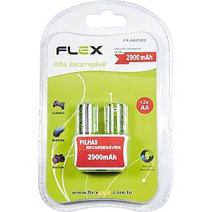 Pilha Recarregável AA 1.2V 2.900mAh (C/2 Pilhas) Flex