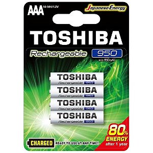 Pilha Recarregável AAA 1,2V 950mAh TNH03GAE (C/4 Pilhas) Toshiba