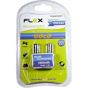 Pilha Recarregável AAA 1.2V 1000mAh (C/2 Pilhas) Flex