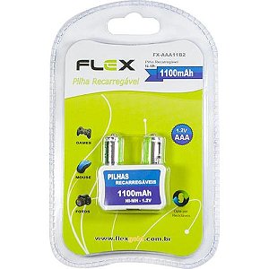 Pilha Recarregável AAA 1.2V 1100 mAh (C/2 Pilhas) Flex
