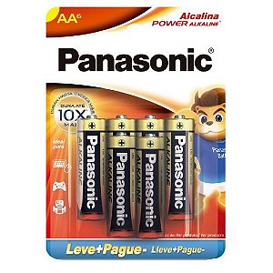 Pilha Alcalina 1,5V AA LR6 (C/6 Pilhas) Panasonic - CAR / 6