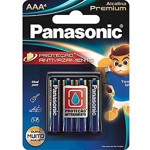 Pilha Alcalina 1,5V AAA LR03 Premium (C/4 Pilhas) Panasonic - CAR / 4
