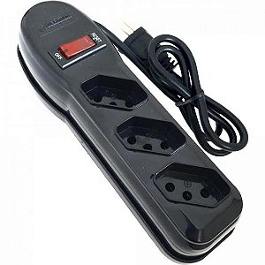 Filtro de Linha Com 3 Tomadas 1M Circuit Breaker Preto Megatron