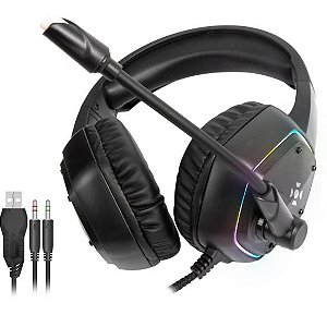 Headset Gamer Fortrek Blackfire P2 + USB RGB Preto