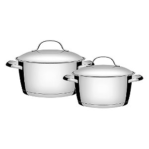 Jogo de Panelas Tramontina Allegra em Aço Inox com Fundo Triplo - 2 Peças