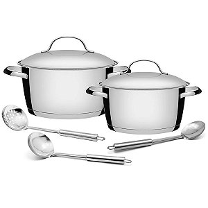 Jogo de Caçarola Tramontina Allegra 2 pç com Utensílios Inox