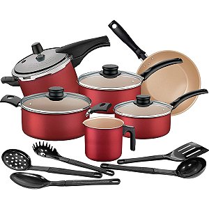 Jogo de Panelas Turim 5 peças com Panela de Pressão Vancouver 4,5L Tramontina com Jogo de Utensílios