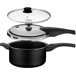 Panela de Pressão Tramontina Vancouver 2 em 1 3 Litros com Tampa de Vidro Preta