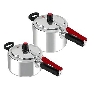 Kit 2 Panelas De Pressão Clock 3L e 4,5L Polidas Originais Eco Fechamento Interno