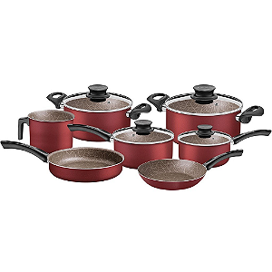 Jogo de Panelas Tramontina Paris em Alumínio com Revestimento Antiaderente Vermelho - 07 Peças