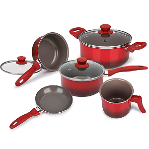 Jogo de Panelas Brinox Life Smart Easy Cerâmica 5 Peças - Vermelho