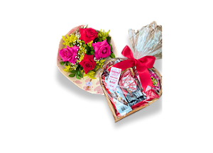 Combo Buquê de Rosas e Kit de Chocolates