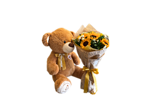 Buquê de Girassóis com Urso Grande