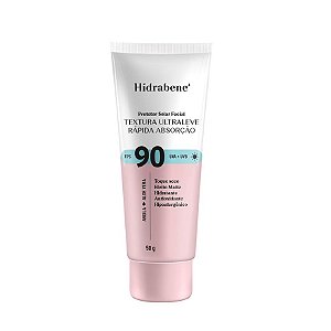 Hidrabene Protetor Solar Facial FPS 90 Toque Seco com Argila e Aloe Vera 50g