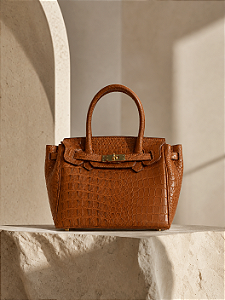 Bolsa Couro Croco - Caramelo