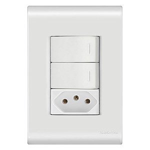 Tramontina Liz Conjunto 4x2 2 Interruptores Simples 10A 250V 1 Tomada 2P+T 10A 250V Branco