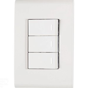 Tramontina Liz Conjunto 4x2 3 Interruptores Simples 10A 250V Branco