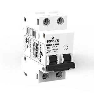 Disjuntor DIN Bipolar 2x16A Curva C 240V 6kA Branco Soprano