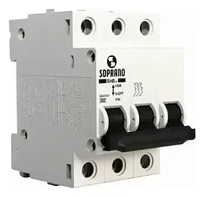 Disjuntor DIN Curva C Unipolar 1x63A SHB3 GII‑C063A Branco Soprano