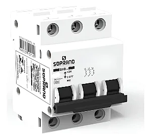 Disjuntor DIN Tripolar 3x50A Curva C 415V 6kA Branco Soprano