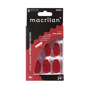 Unhas Postiças Bailarina Vermelho Escuro - Macrilan