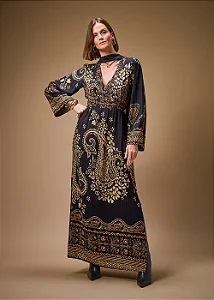 VESTIDO LONGO MOB ESTAMPA OMAMORI FEMININO