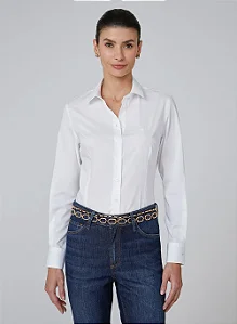 CAMISA DUDALINA MANGA LONGA SLIM TRICOLINE FEMININA BRANCA
