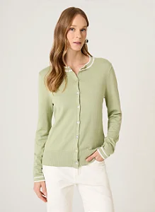 CARDIGAN TRICOT FRISOS MARA DUDALINA FEMININO VERDE CLARO