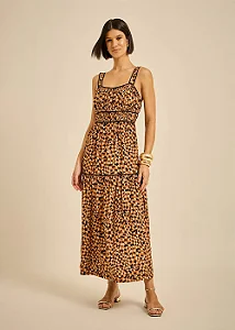VESTIDO LONGO MOB FEMININO COM ESTAMPA AMBER E TECIDO LEVE