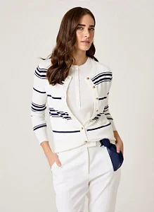 CARDIGAN EM TRICOT MANGA LONGA DUDALINA FEMININO OFF WHITE