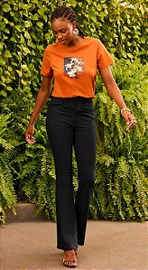 CALÇA JEANS OSMOZE PK HOT FLARE FEMININA PRETA 551