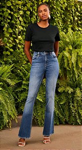 CALÇA JEANS OSMOZE HOT FLARE FEMININA AZUL MÉDIO 724